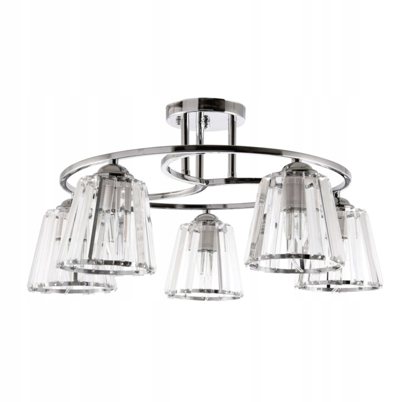 Velký lustr pětka. zatočené kolečko se závěsnými zvonky, do jídelny