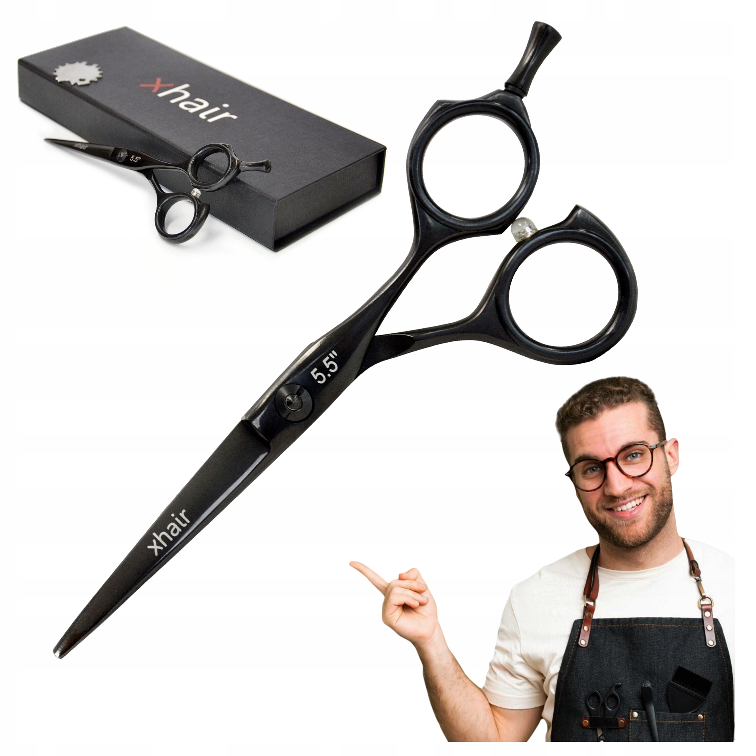 Titanové kadeřnické nůžky na stříhání vlasů Černé