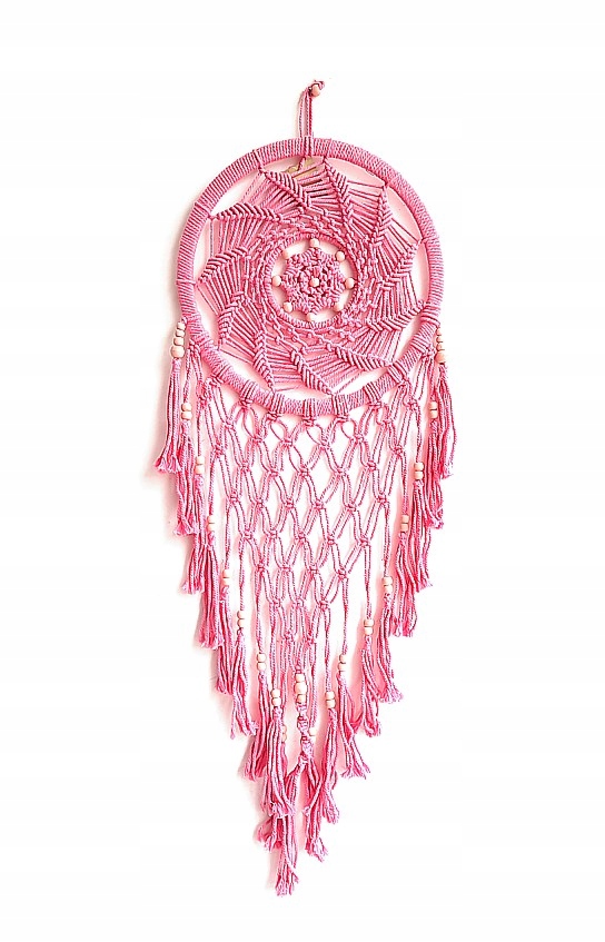 PIĘKNY ŁAPACZ SNÓW/RÓŻ/ BOHO /KORONKA/szydełko