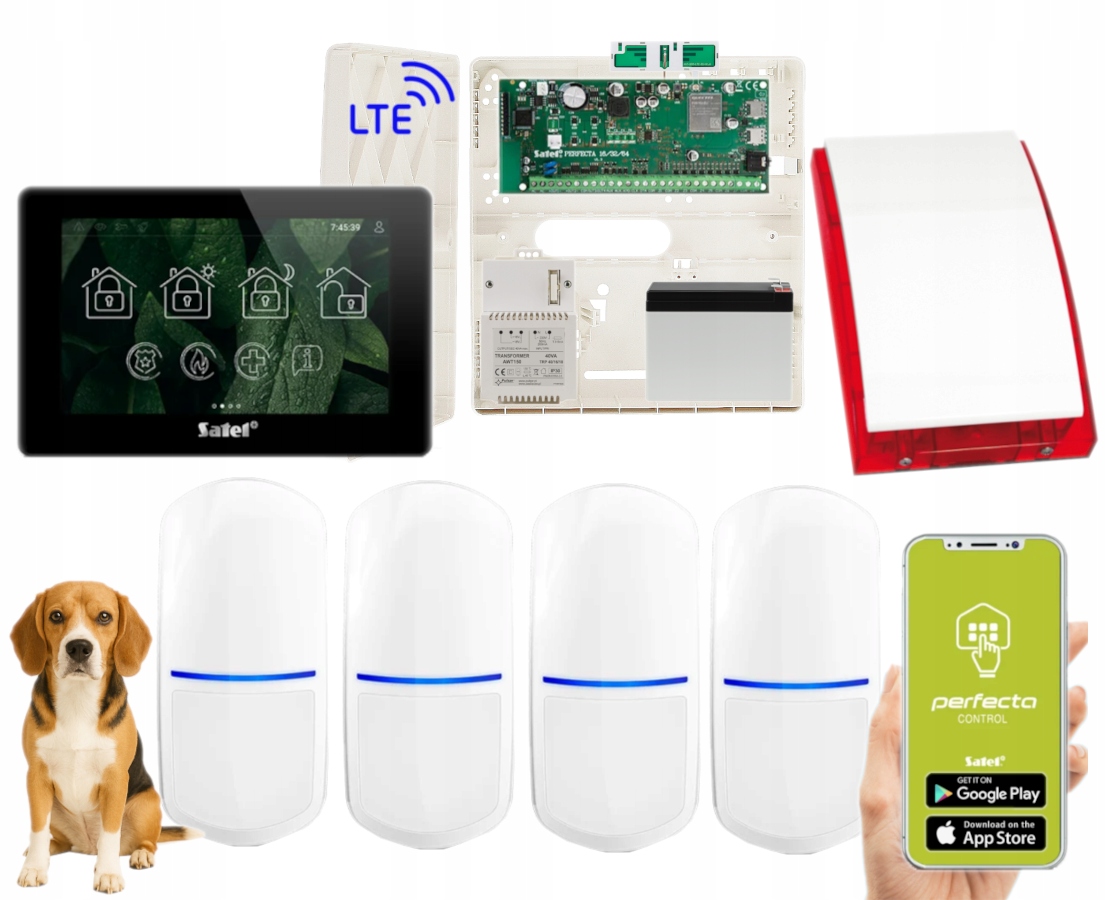 Alarm Do Domu Satel System Perfecta 64 M Lte Syrena 4 Czujki Pir Pet App