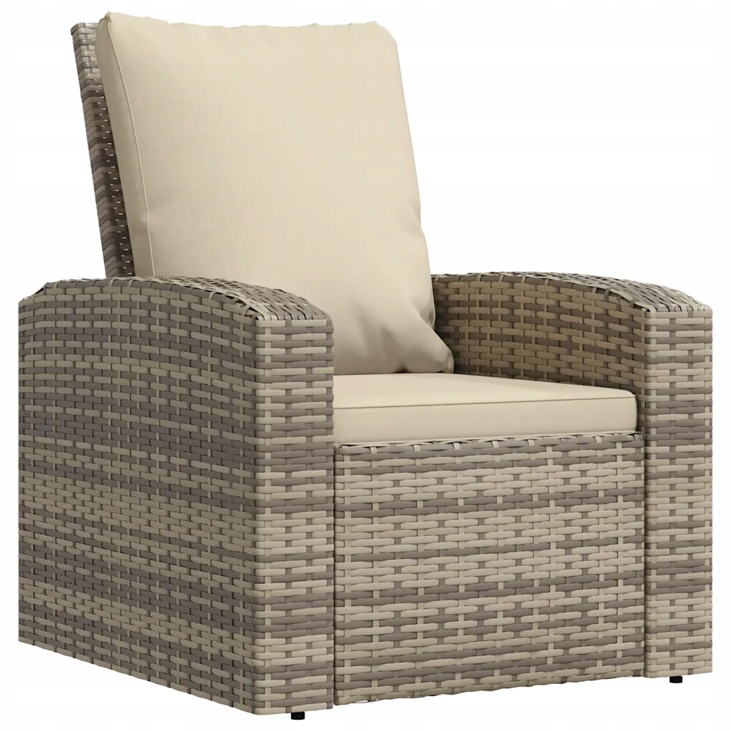 Skládací zahradní křeslo světle hnědé s polštáři, 74 x 80,5 x 93 cm