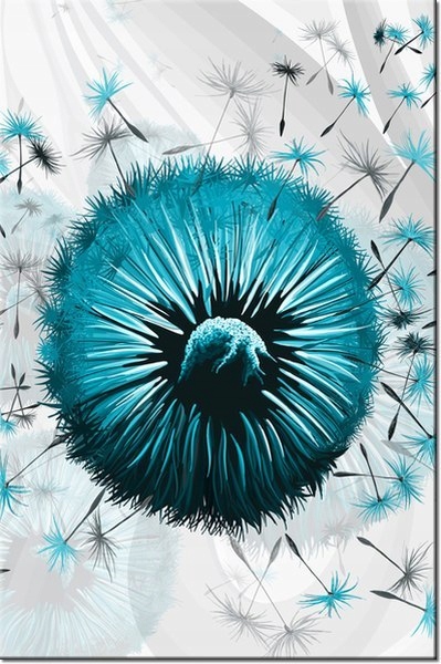 100 70cm Obraz płótno Turkusowe dmuchawce 5 płótno rama