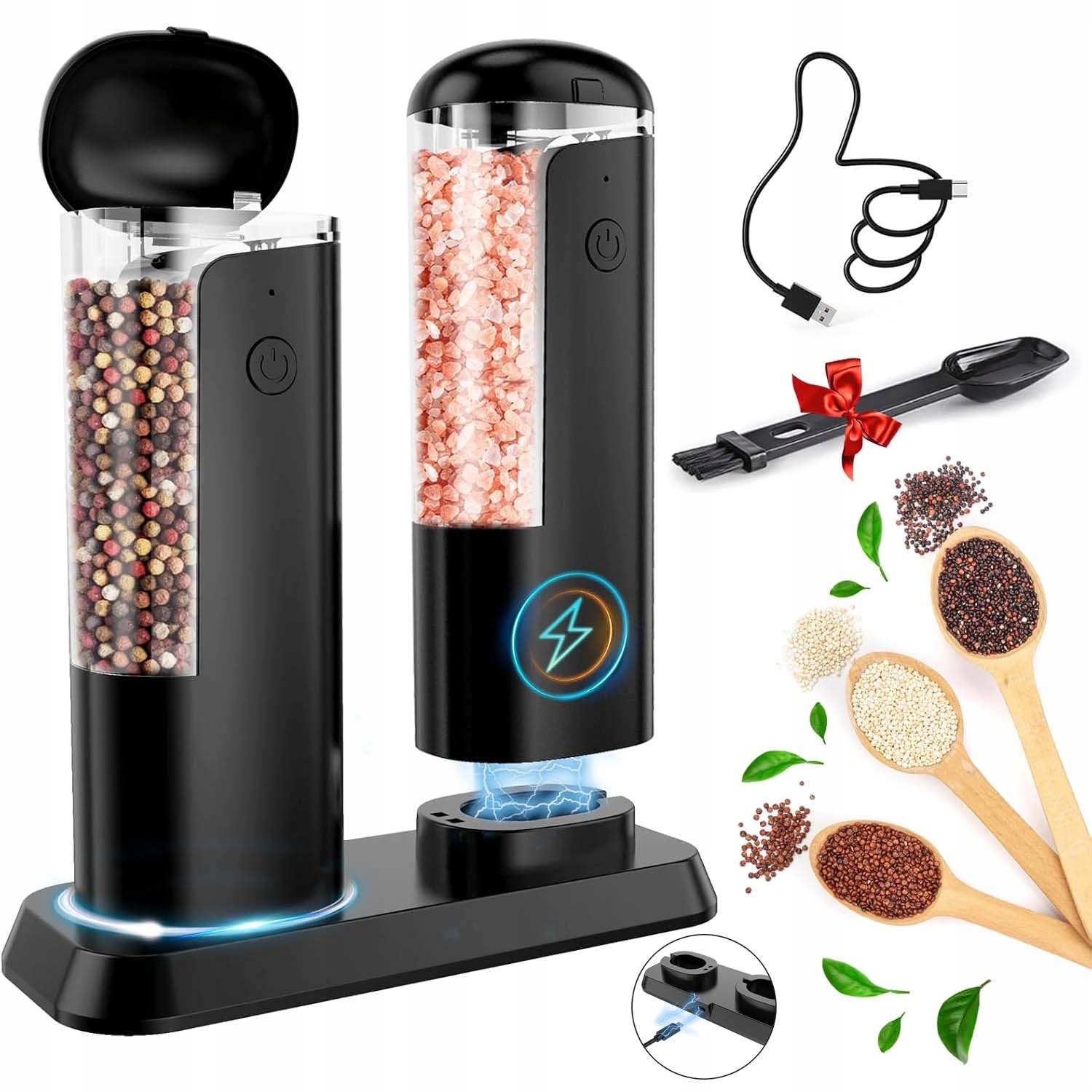 Elektrický Mlýnek Na Pepř A Sůl S Podstavcem, Regulace Hrubosti Mletí