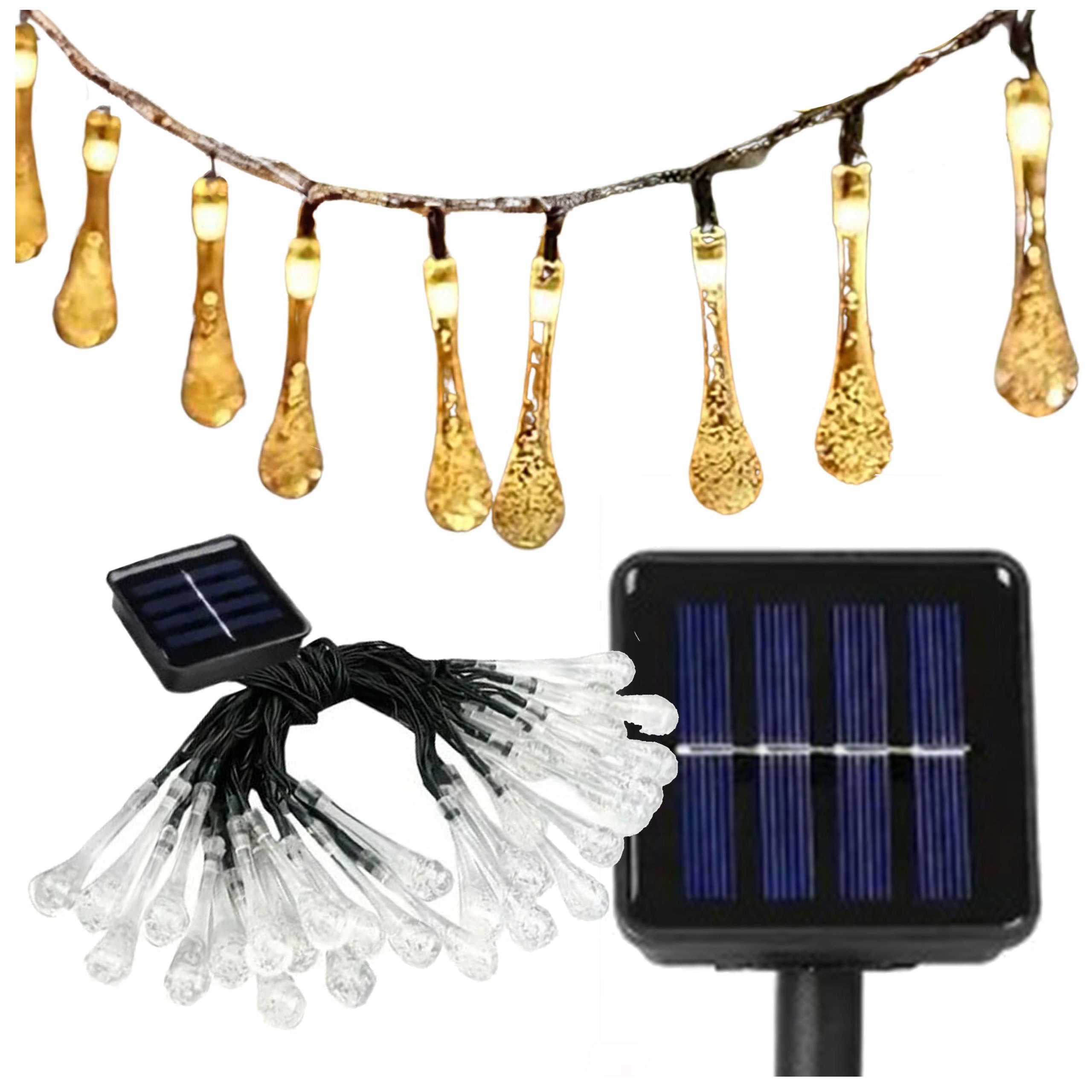 GIRLANDA SOLARNA LED girlandy świetlna ogrodowa na balkon 40 żarówek 6 m