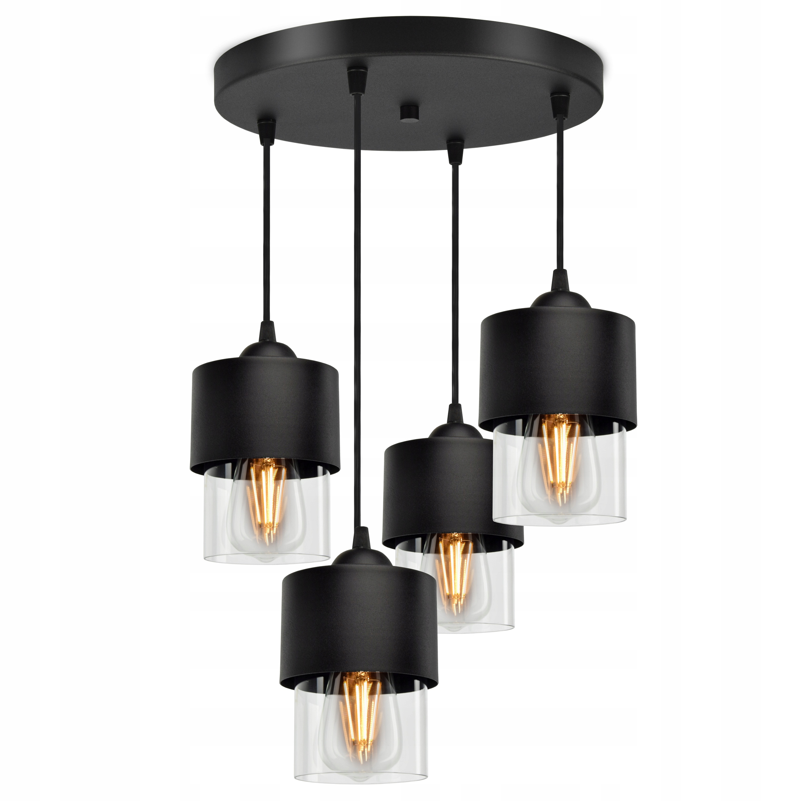 

Lampa Wisząca Żyrandol Metal Szkło Transparent Led