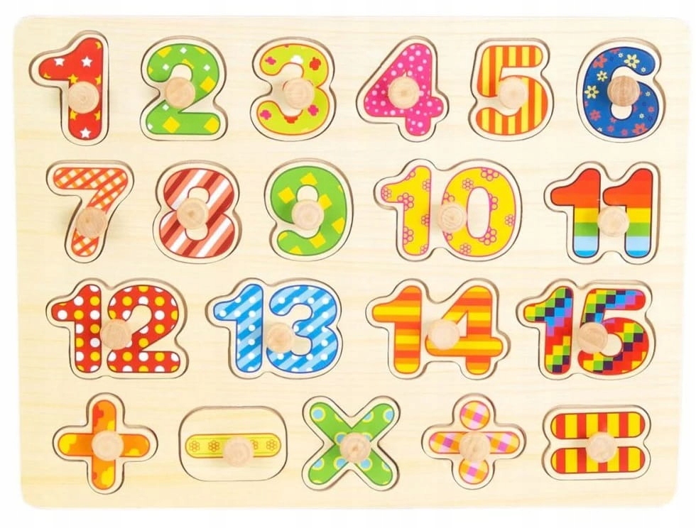 EDUKACYJNE DREWNIANE PUZZLE UKŁADANKA CYFERKI Wiek dziecka 3 lata +