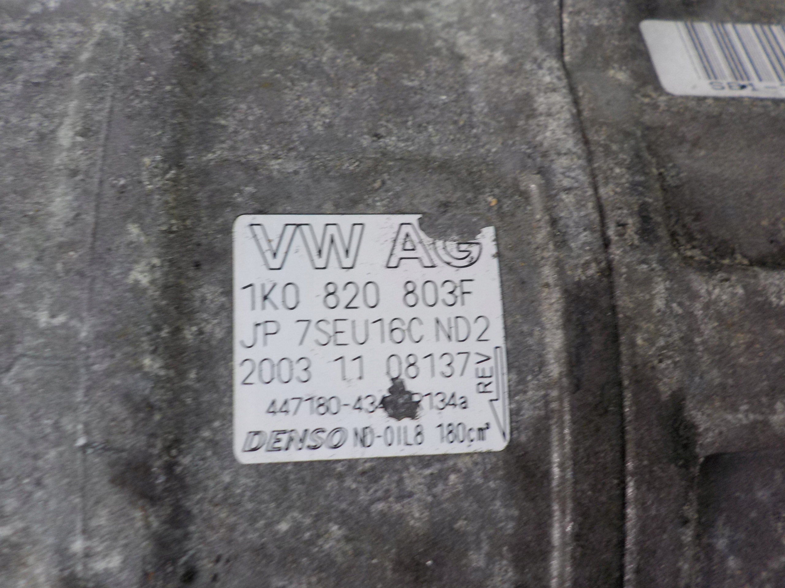 VW GOLF V 1.6 FSI Klimakompressor klimaanlage 1K0820803F