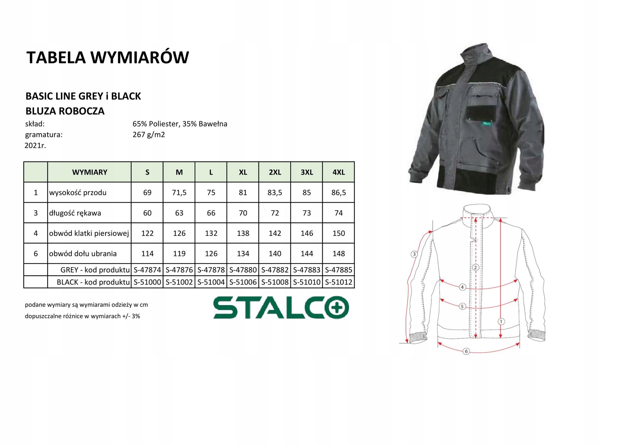 STALCO Bluza robocza BASIC LINE Granatowa r. S S090400000