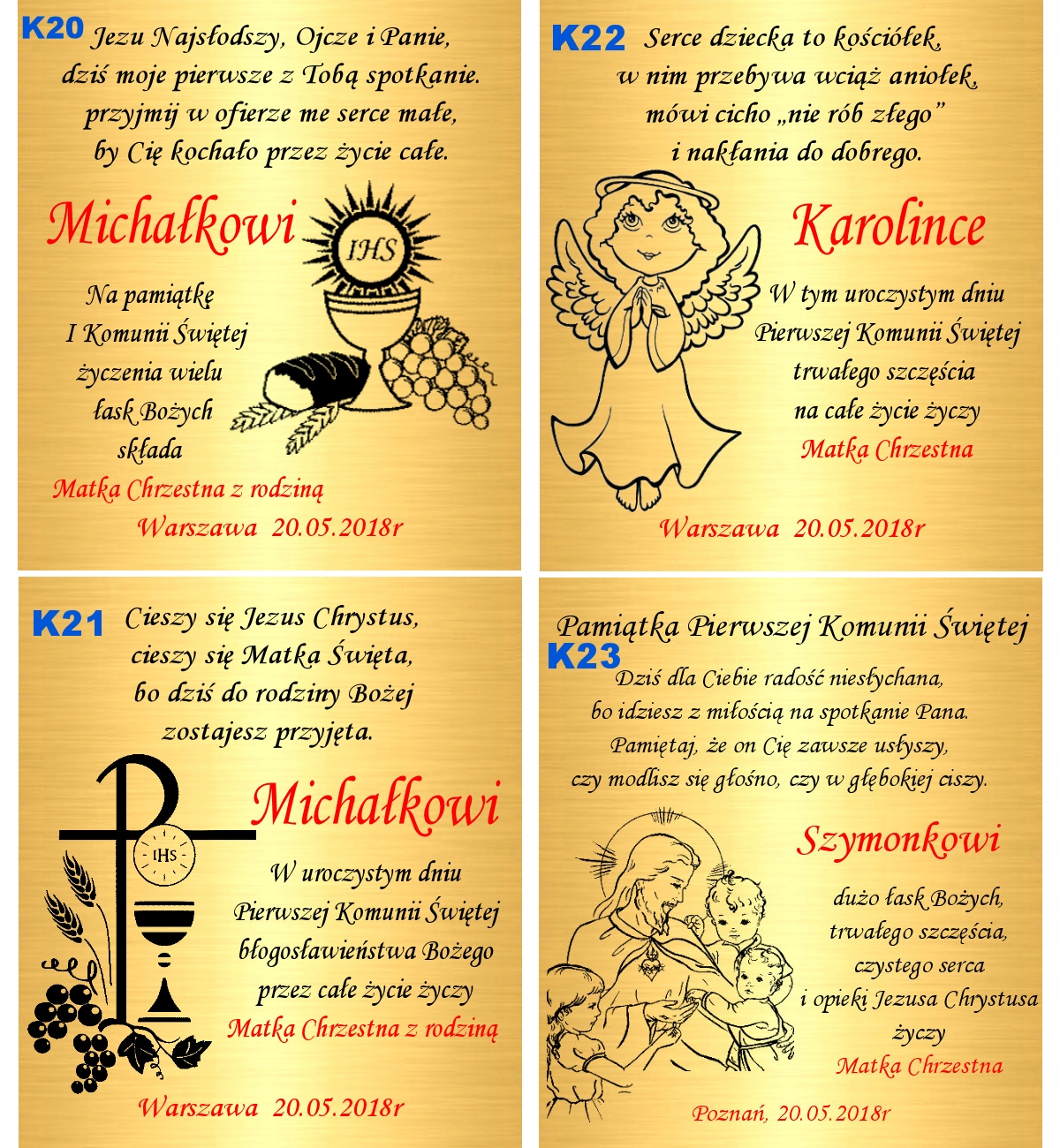 Złote Kolczyki 585 Chrzest Komunia GRAWER Kamień Cyrkonia