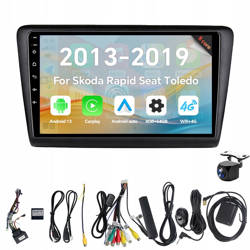2Din Android autorádio pre Škoda Rapid Seat Toledo 2013-2019 Carplay 4G 64G