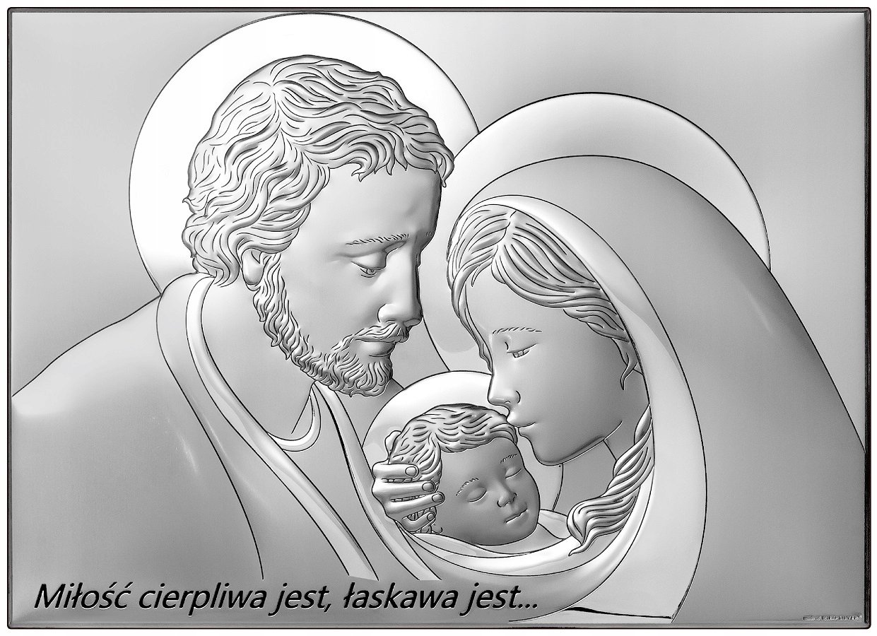 Stříbrný obrázek Svatá rodina Obraz jako Dárek Gravírování Bonus