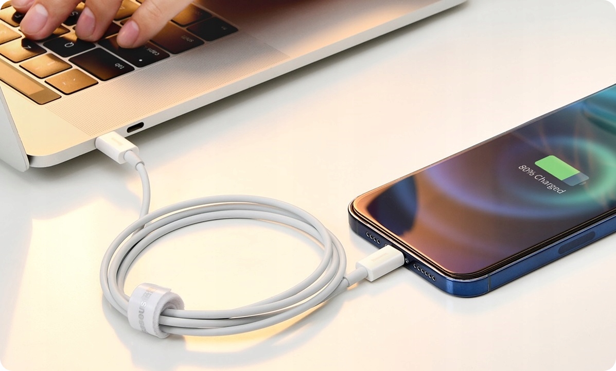 BASEUS KABEL PRZEWÓD USB LIGHTNING DO IPHONE 2.4A BEZPIECZNY MOCNY 1M Konstrukcja oplot