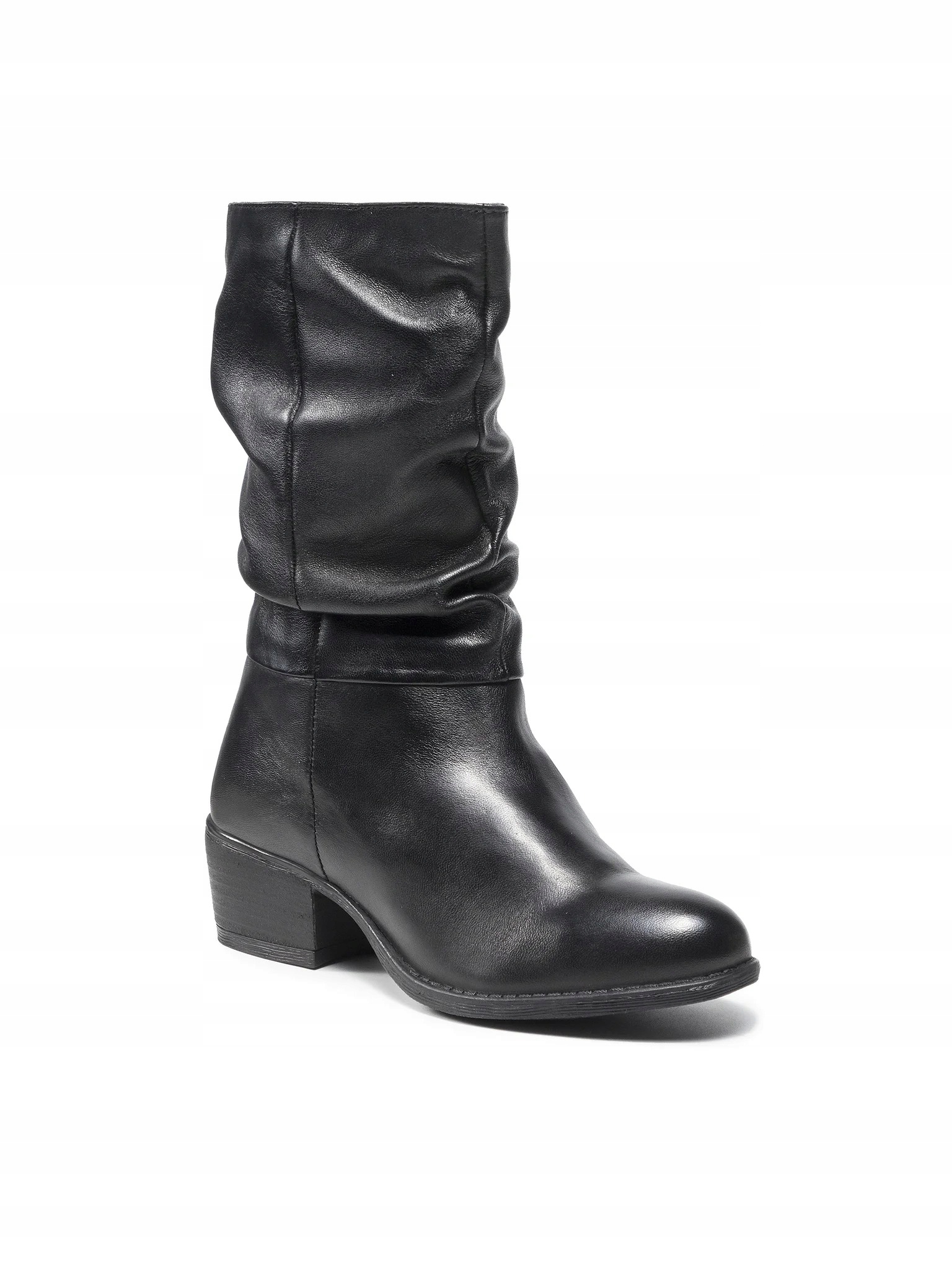 Plaza Černé Kožené Kotníkové Boty S Nařaseným Svrškem 38 6DA