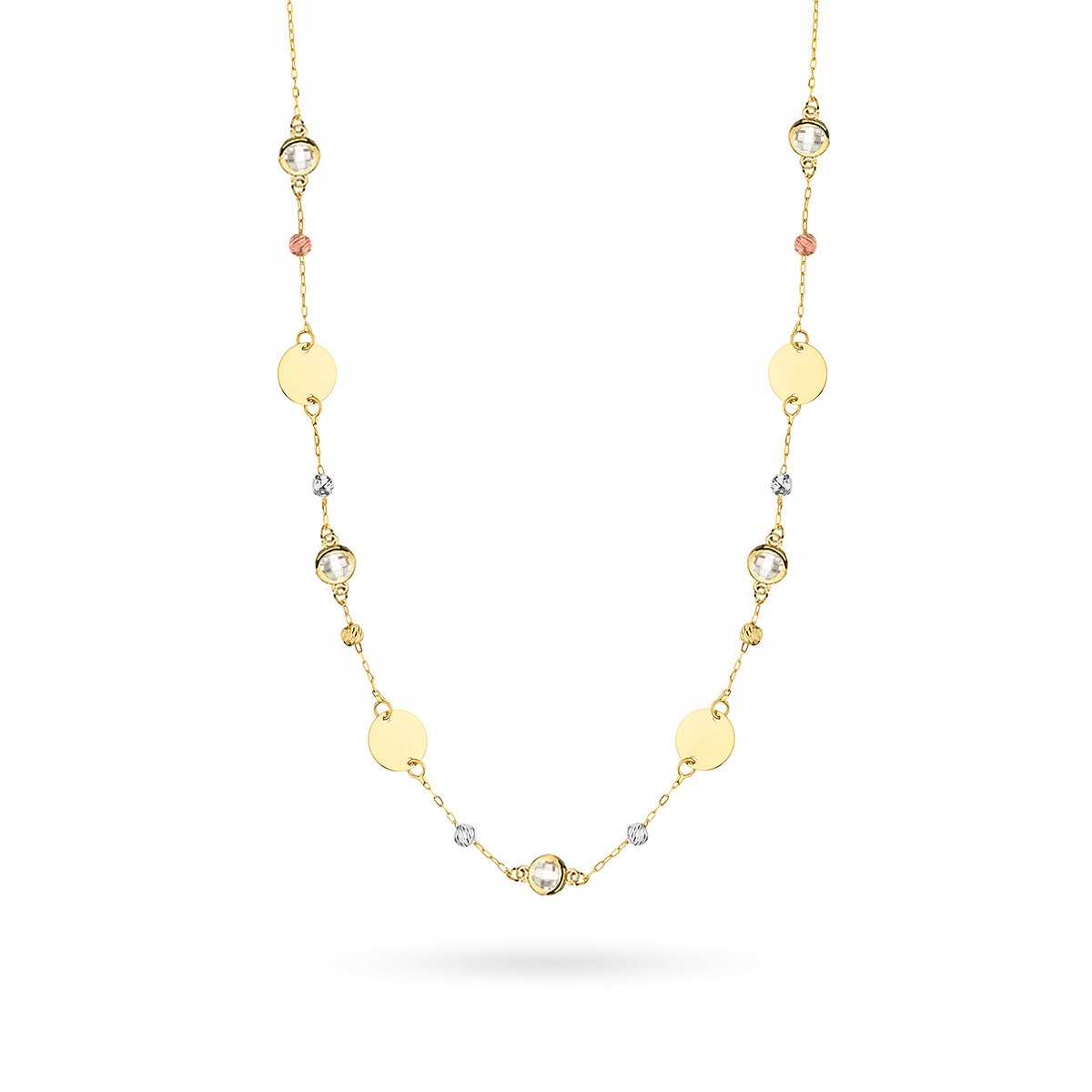Zlatý Náhrdelník 585 Zirkony Korálky Kolečka