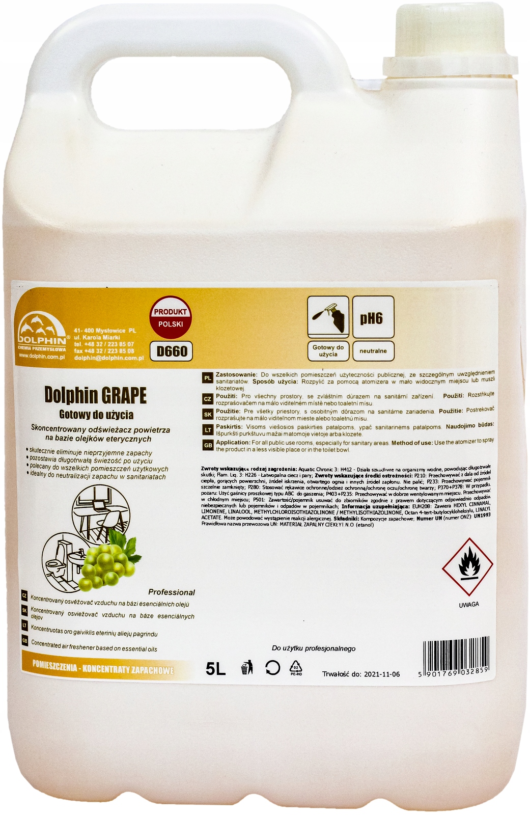 

Odświeżacz Powietrza Dolphin Grape Winogronowy 5L