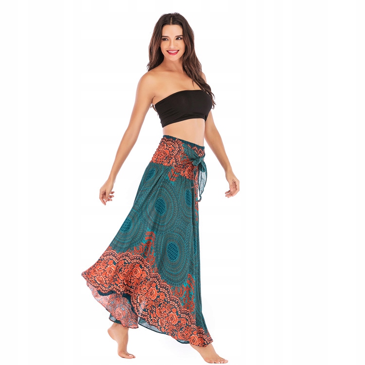 ZWIEWNA DŁUGA SPÓDNICA MAXI DO KOSTEK BOHO DAMSKAS Rozmiar S