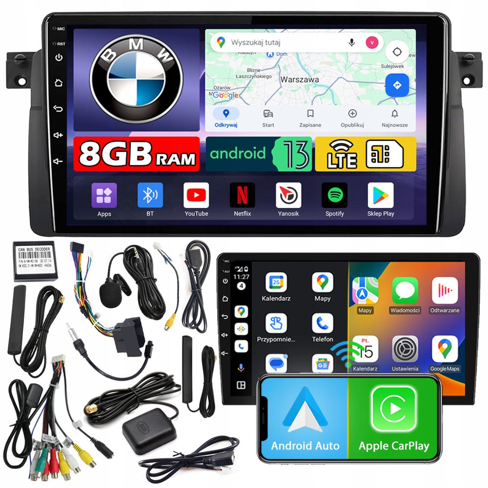 Autorádio Ncs ZQ9 Bmw E46 1998-2005 Android Navigácia 8GB Lte