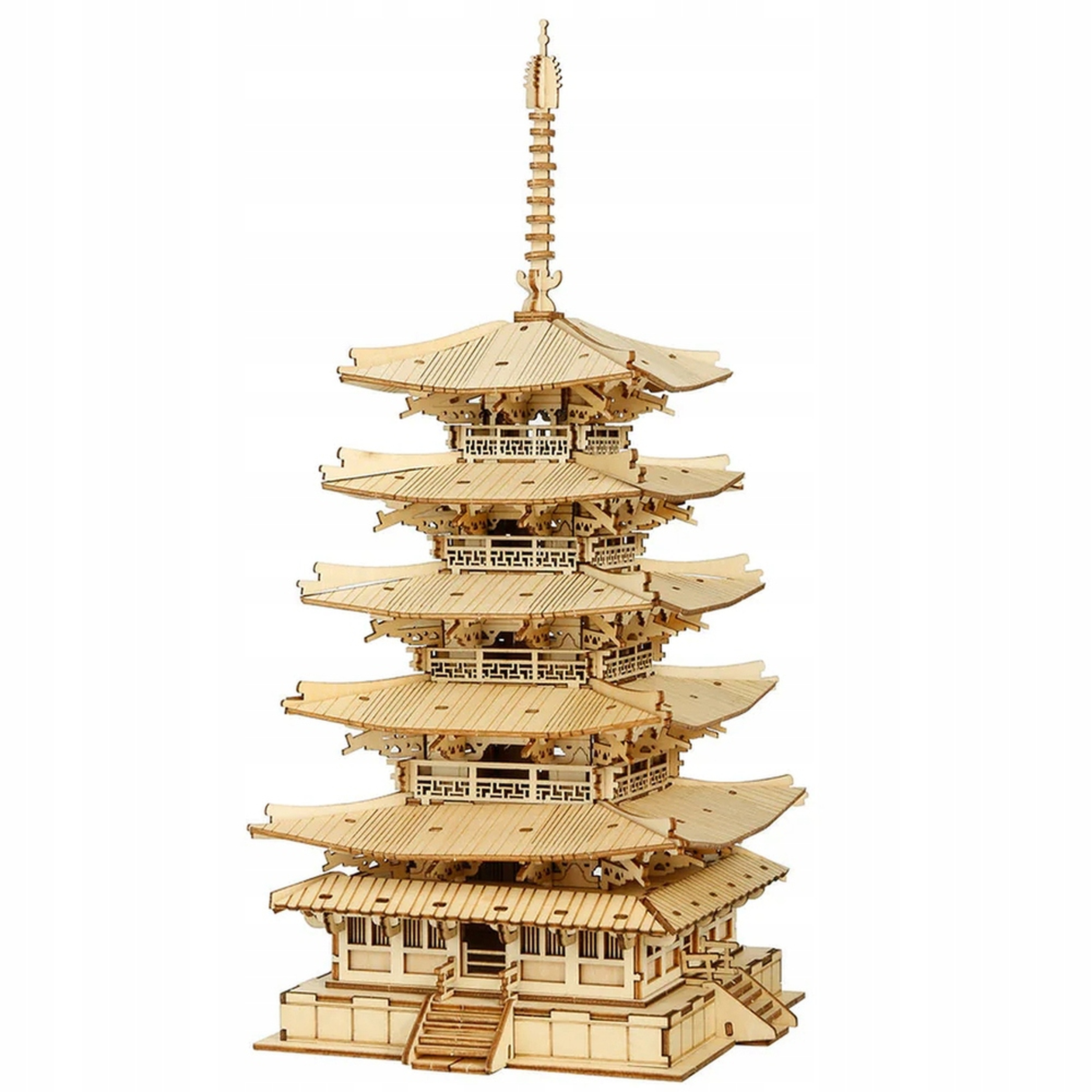3D Drewniane Puzzle Przestrzenne Model do Składania Pagoda Pięciopiętrowa