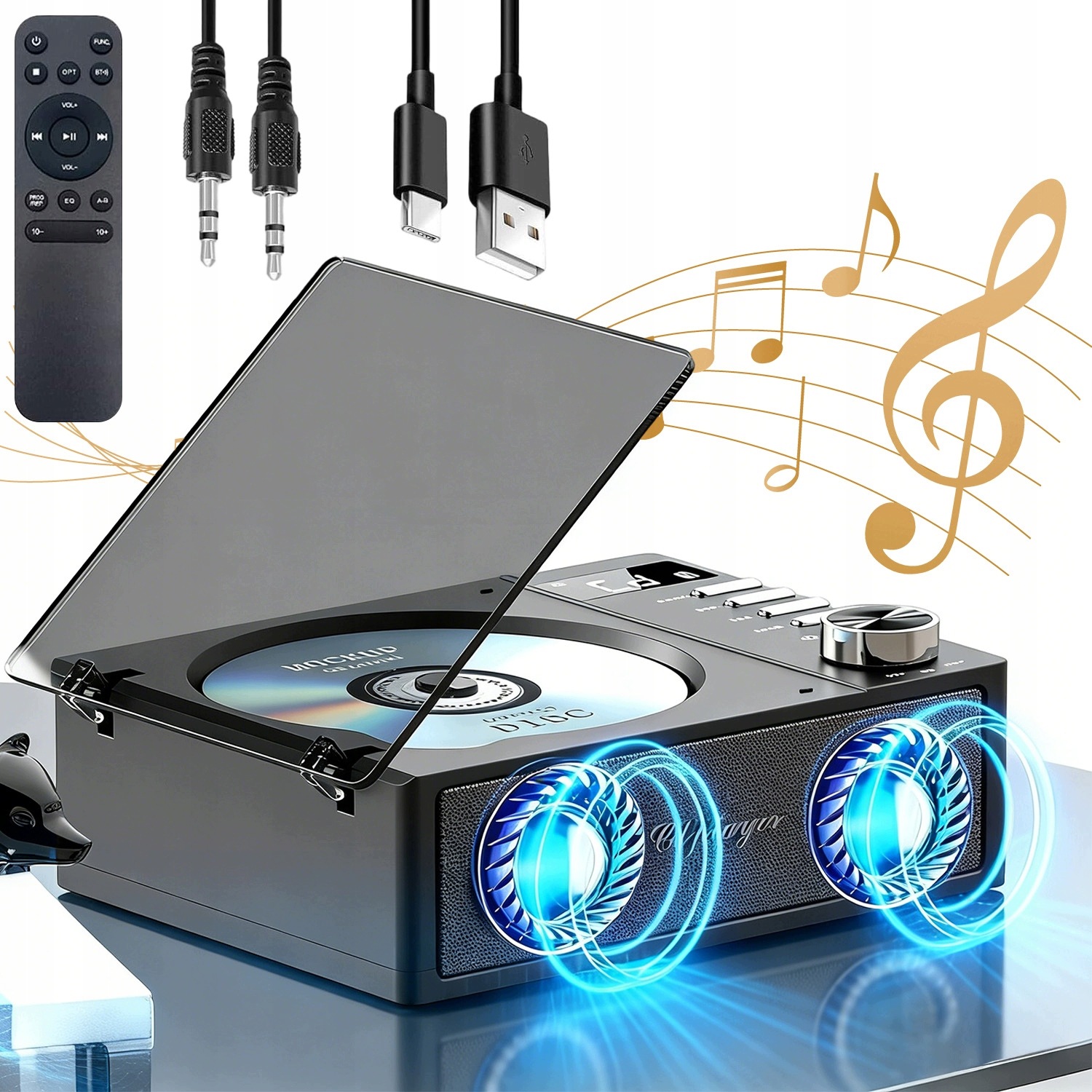 Přenosný CD Přehrávač S Bluetooth Reproduktorem Usb Tf