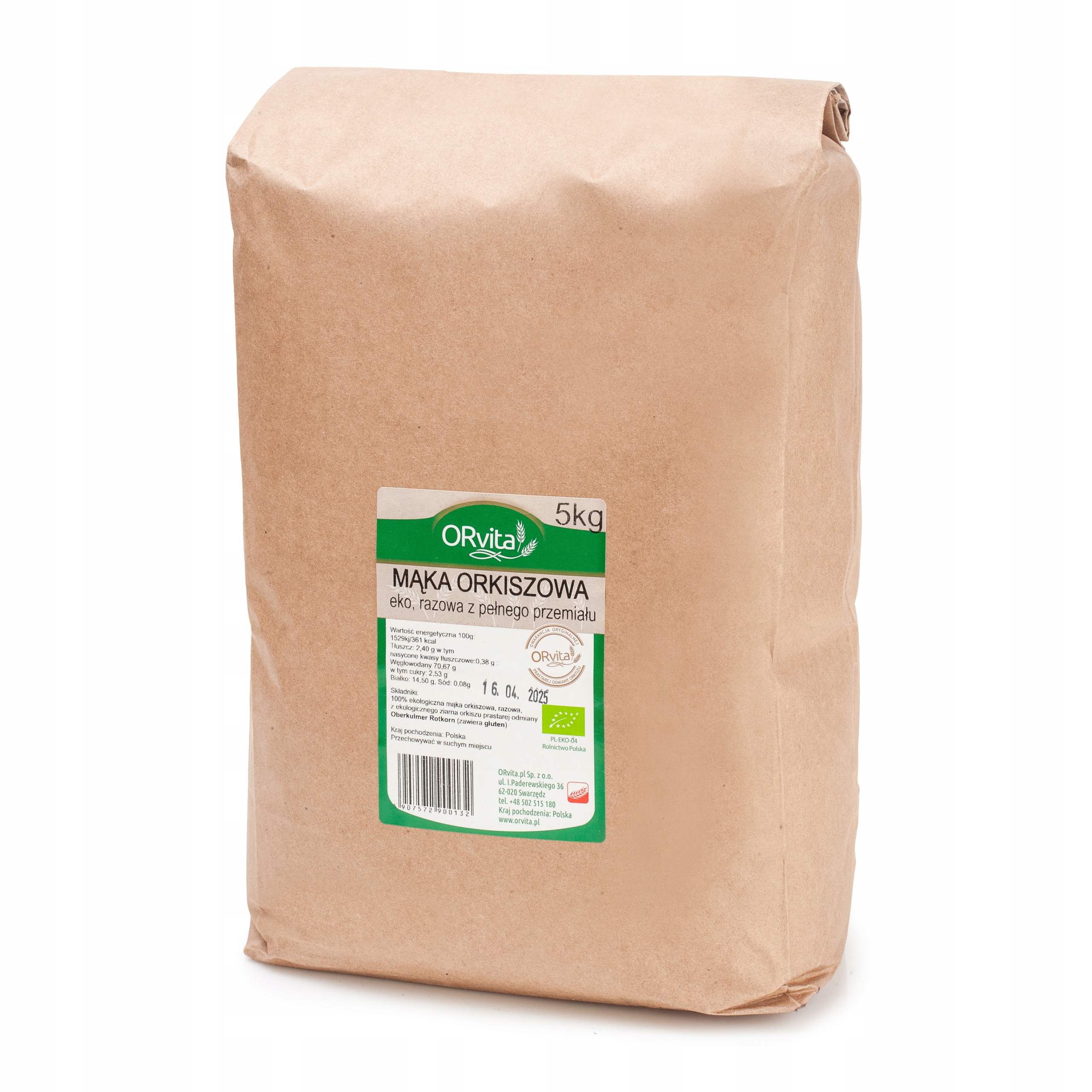 Mąka Orkiszowa Razowa typ 2000 ORvita Eko 5 kg