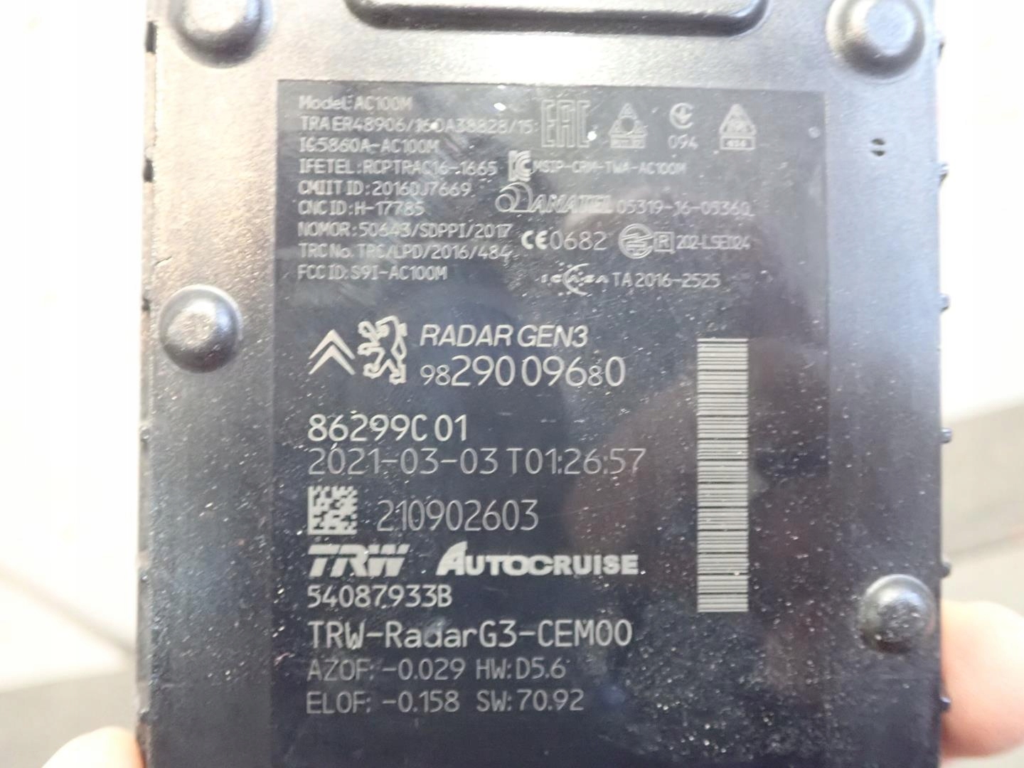 Distronic radar CITROEN PEUGEOT 9829009680