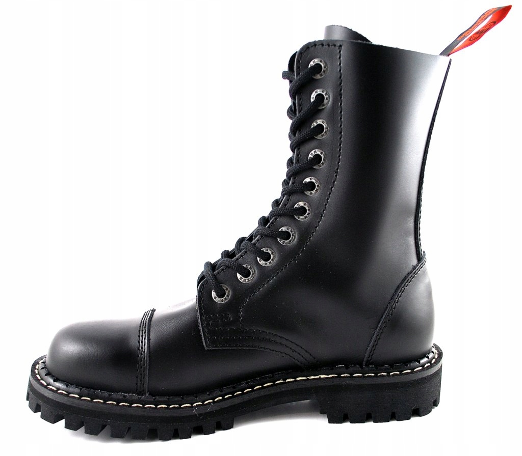 KMM 100 Czarne GLANY 10 dziurowe skóra 10-tki r.37 Ocieplenie nie