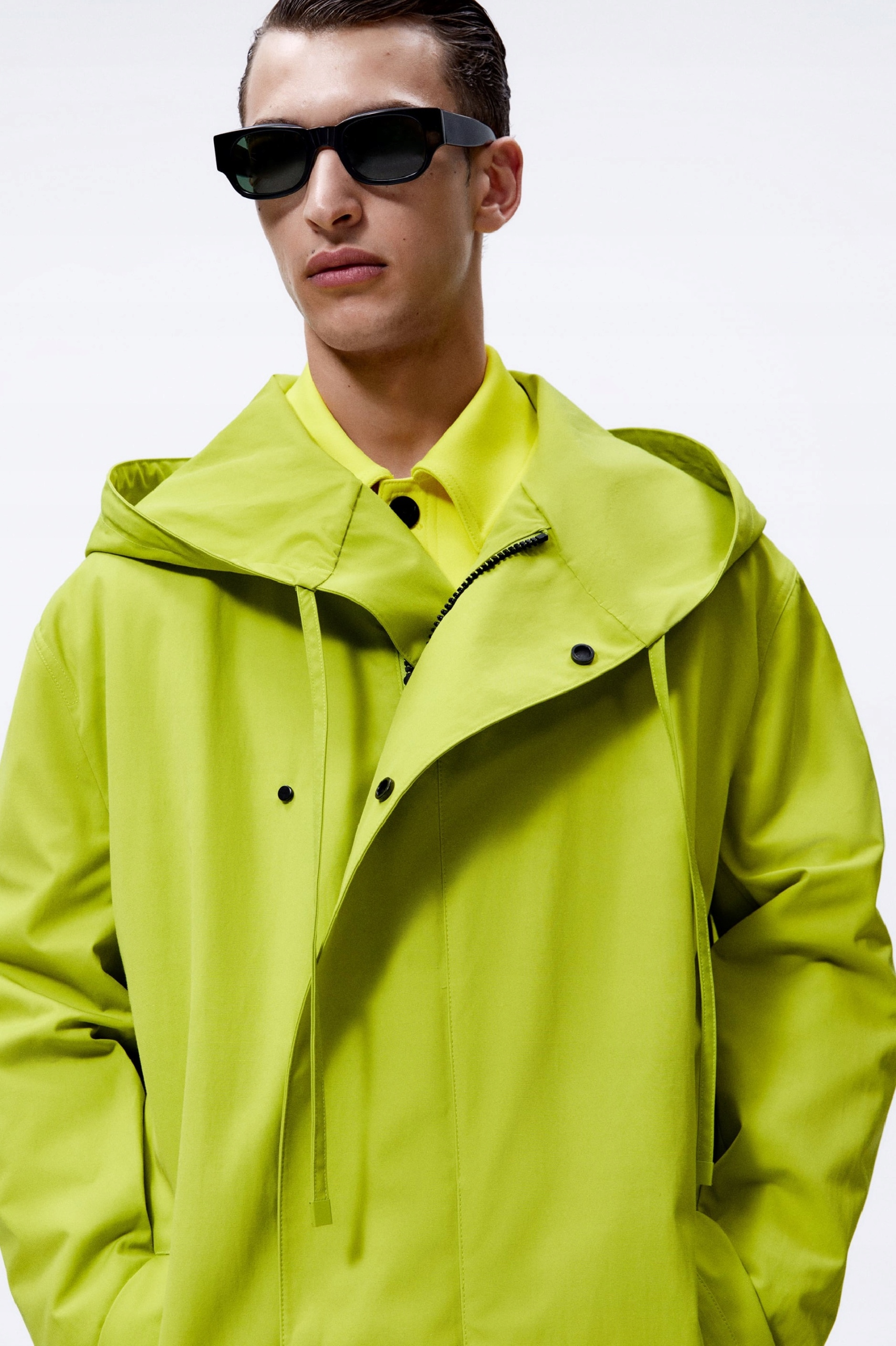 ZARA PŁASZCZ MĘSKI L LIMONKA LIMITOWANA EDYCJA Długość do kolan