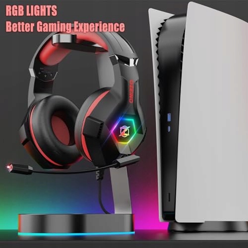 OZEINO Gaming Headset RGB Stereo PS4 PS5 PC Xbox Switch Pink — miniatura 5