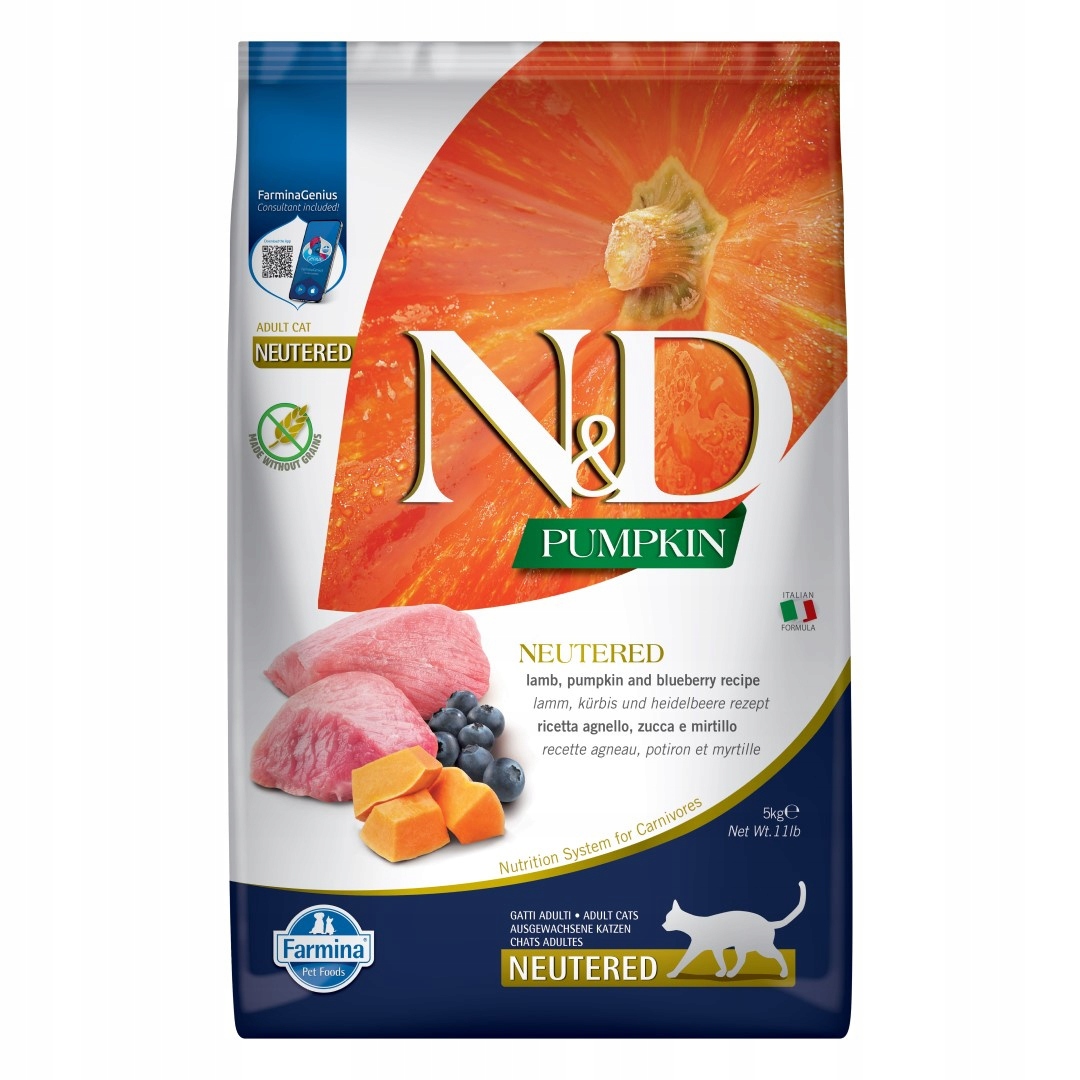 Levně Farmina N&d Neutered 5kg Suché Krmivo s jehněčím masem pro kastrované kočky