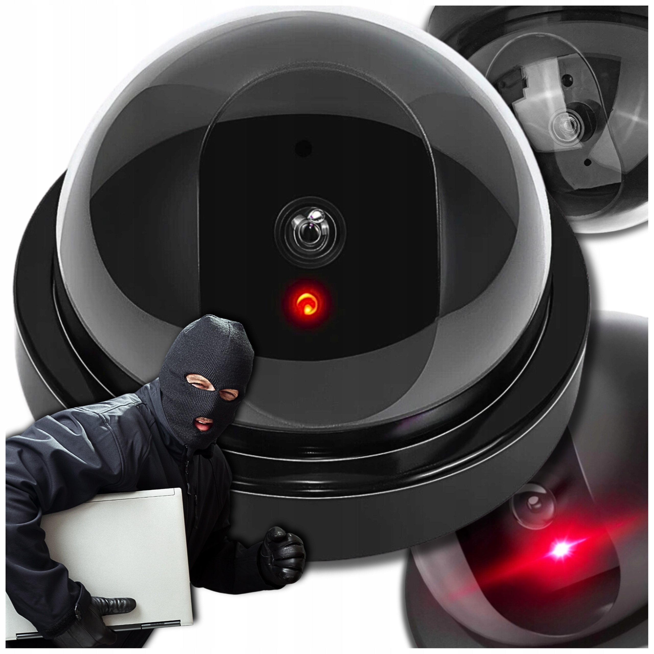 ATRAPA KAMERY ZEWNĘTRZNEJ MONITORINGU PRZEMYSŁOWEJ KAMERA KOPUŁKA DIODA LED