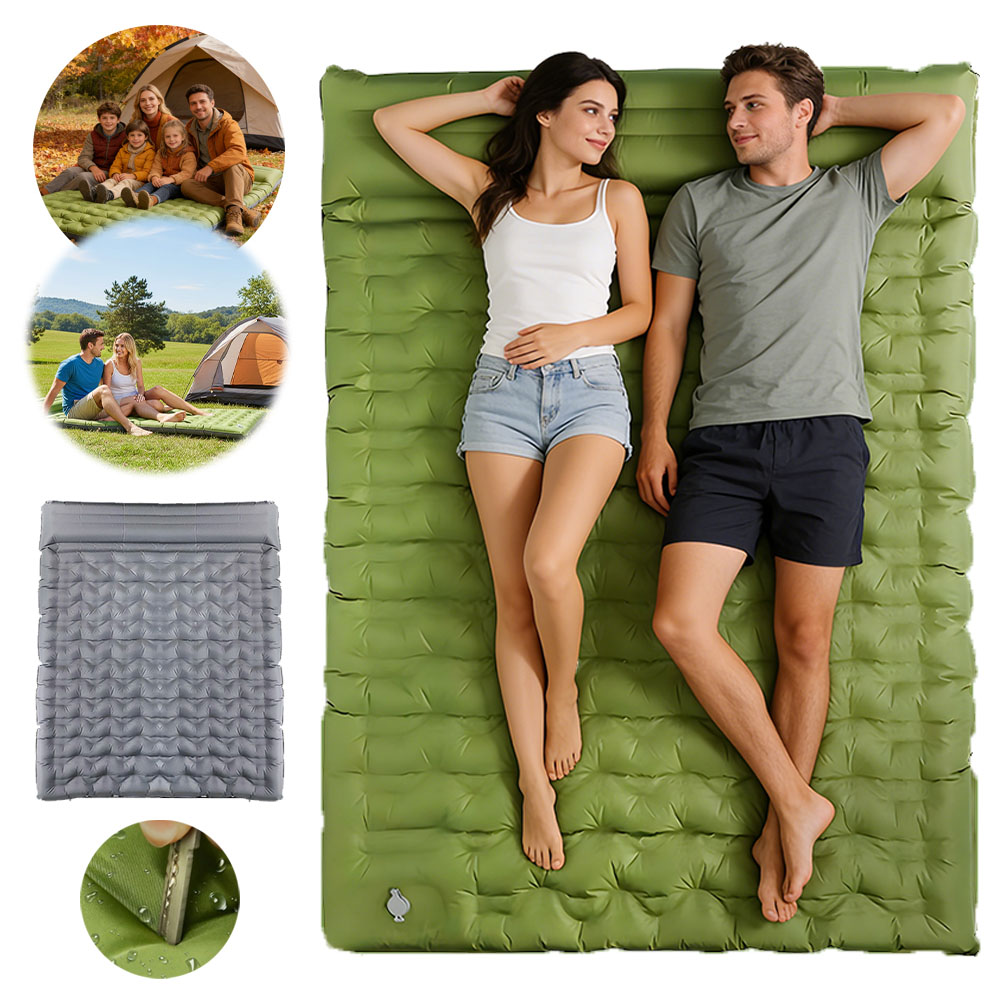 Mata Samopompująca 200x140cm Materac Dmuchany Na Zewnątrz Poduszką Zwijany