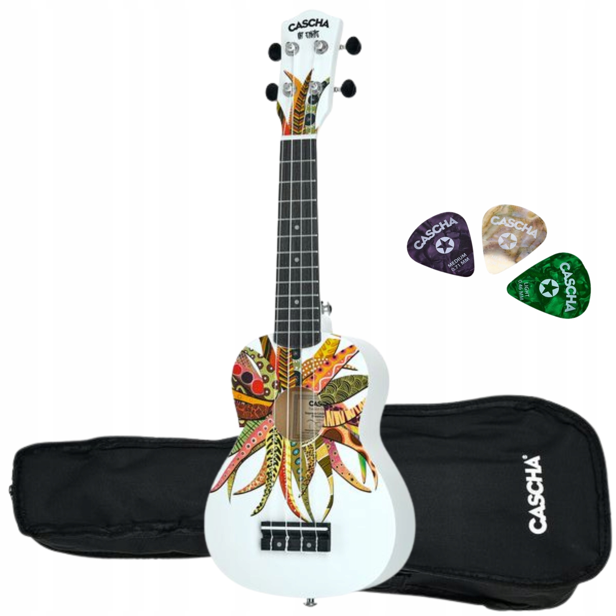 Sopránové ukulele Bílé Pouzdro Kostky Sada Cascha Dreamcatcher