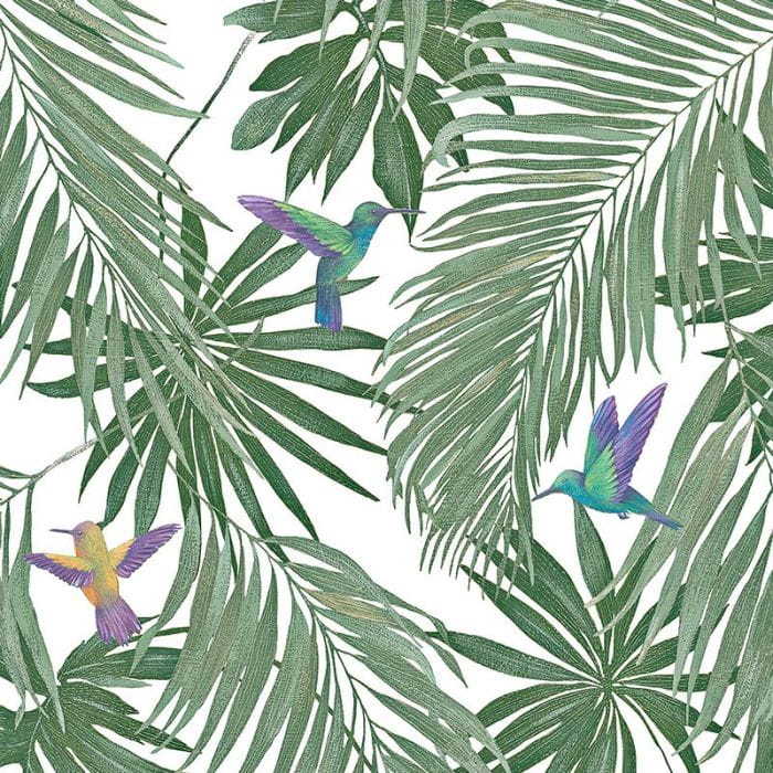 TAPETA LIŚCIE PTAKI PAPUGI WINYLOWA NA FLIZELINIE