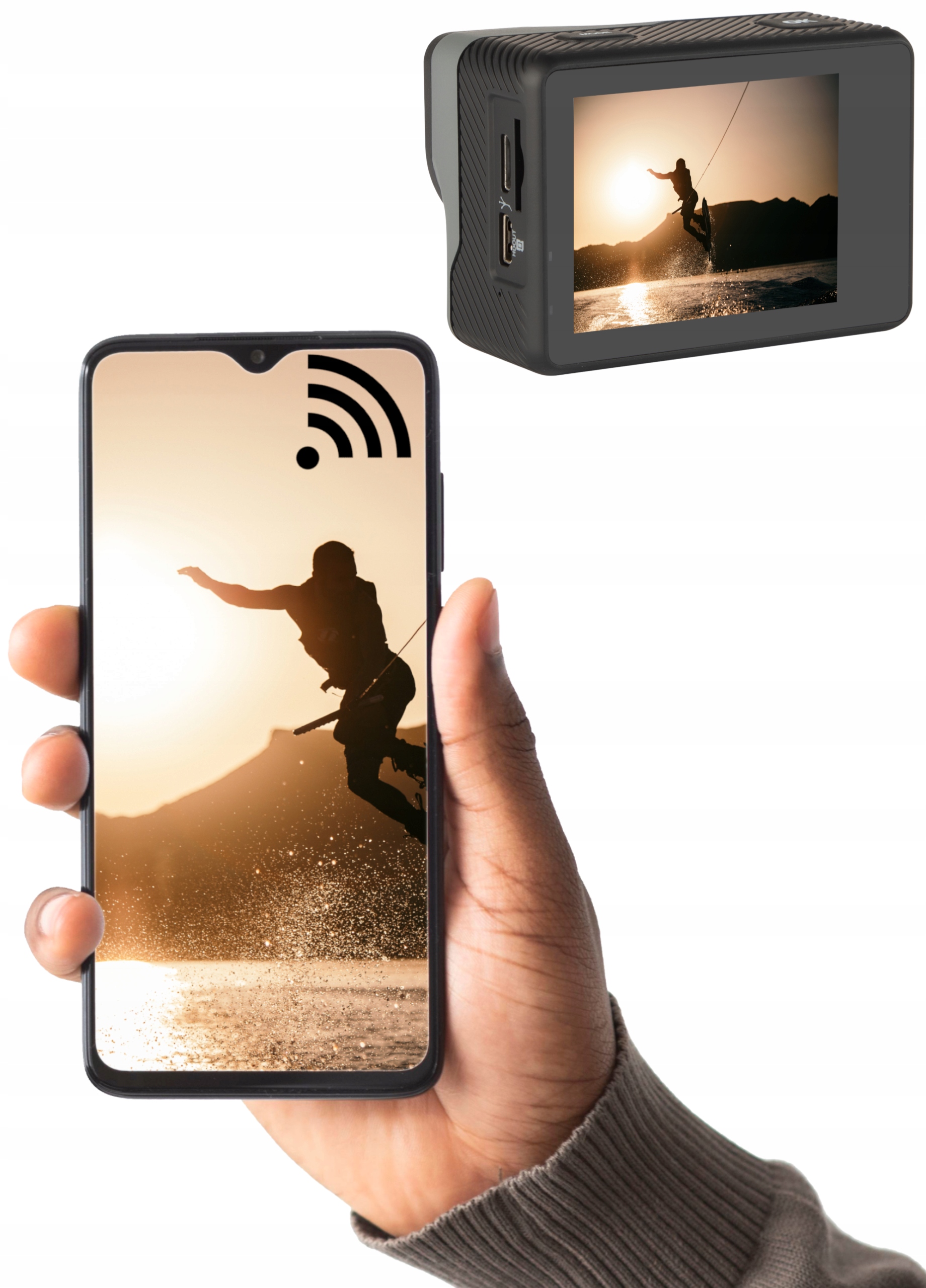 KAMERA SPORTOWA GO PRO4U 4K UHD WIFI USB AKCESORIA KARTA 32 GB PILOT ZESTAW Szerokość produktu 5.9 cm