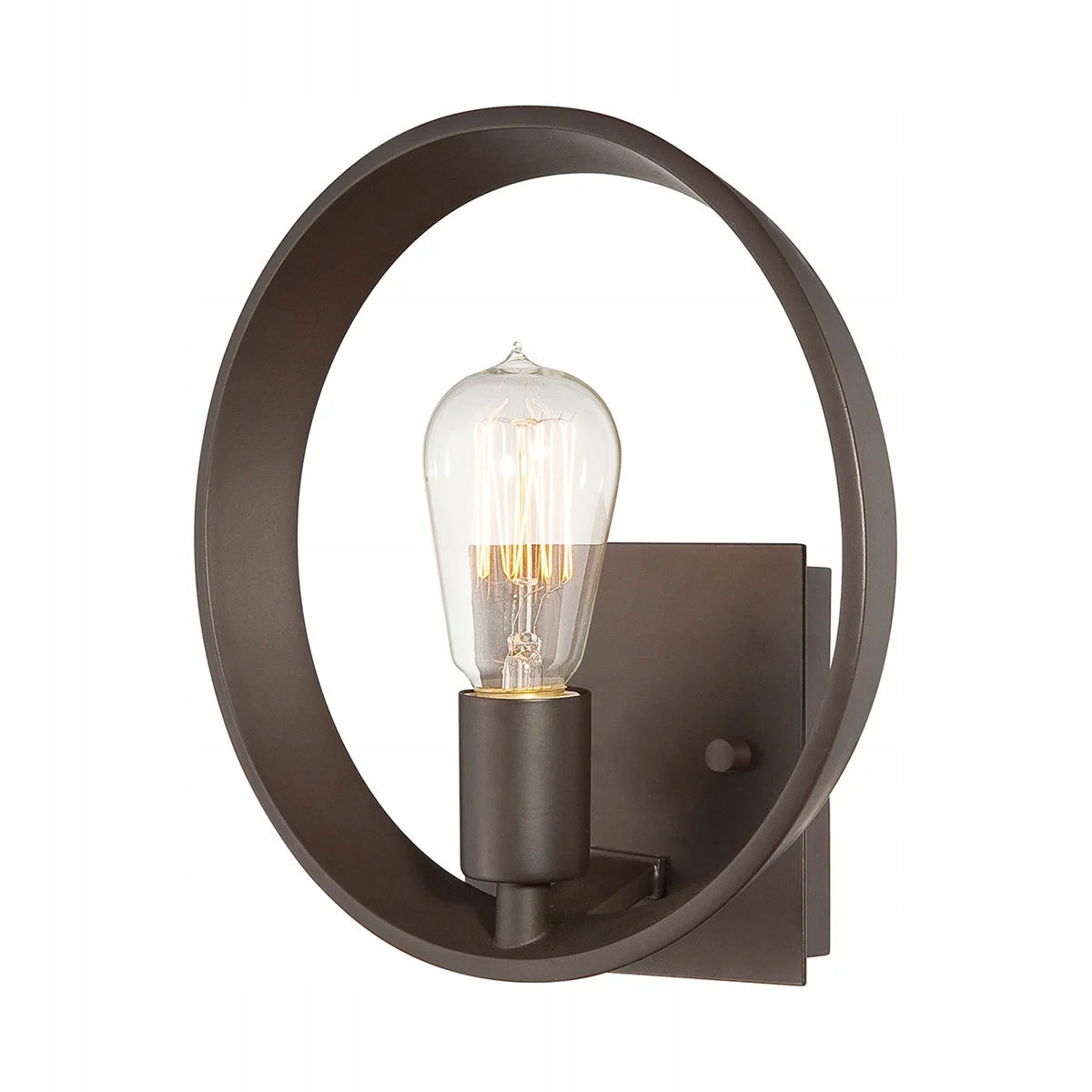 Industriálna nástenná lampa hnedá okrúhla do spálne a obývačky Quoizel