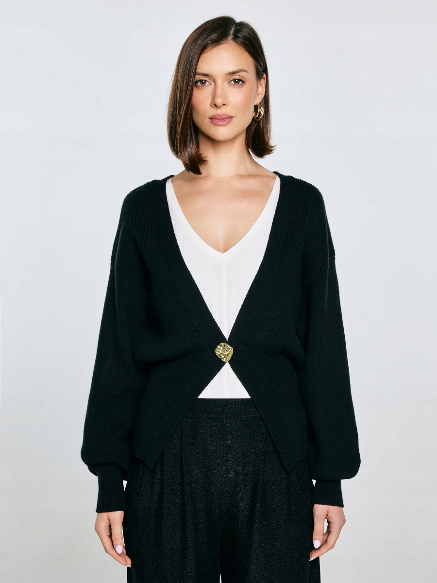 Big Star dámský svetr, černý, volný až k bokům, velikost S/m