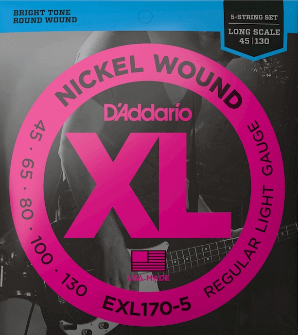 Struny pro basovou kytaru 5 strun 45-130 Daddario EXL170-5