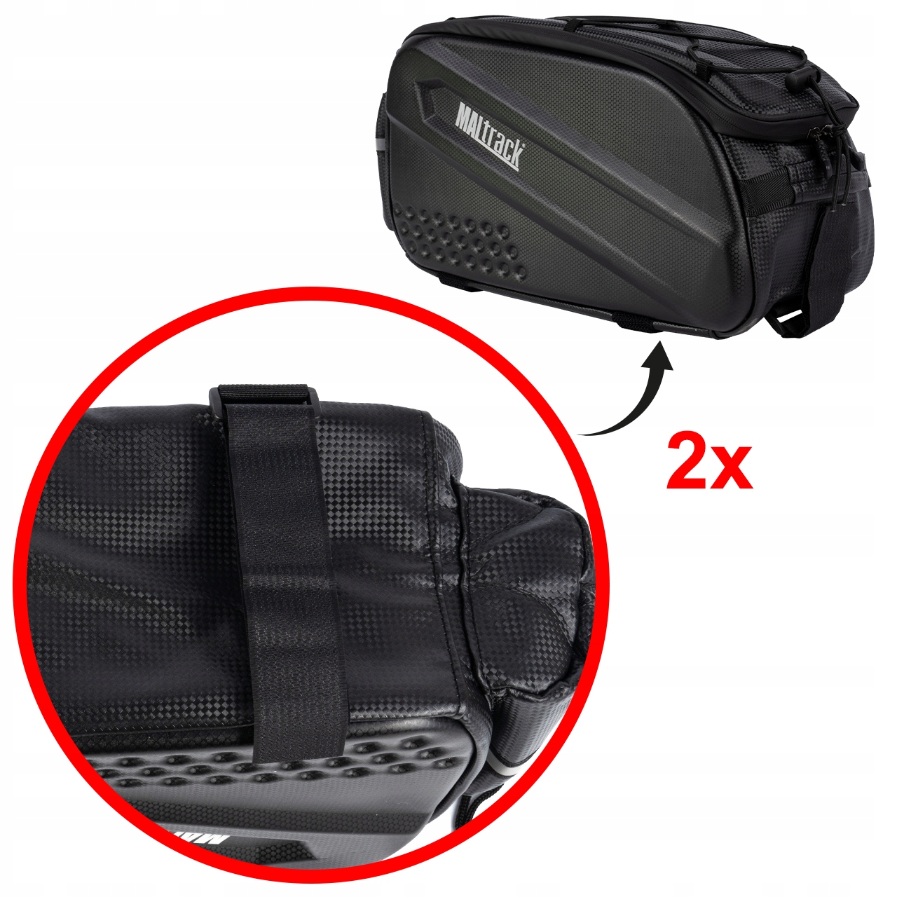 TORBA NA ROWER SAKWA NA BAGAŻNIK DUŻA 10L Z PASKIEM WOODPORNA ROWEROWA Kolor dominujący czarny