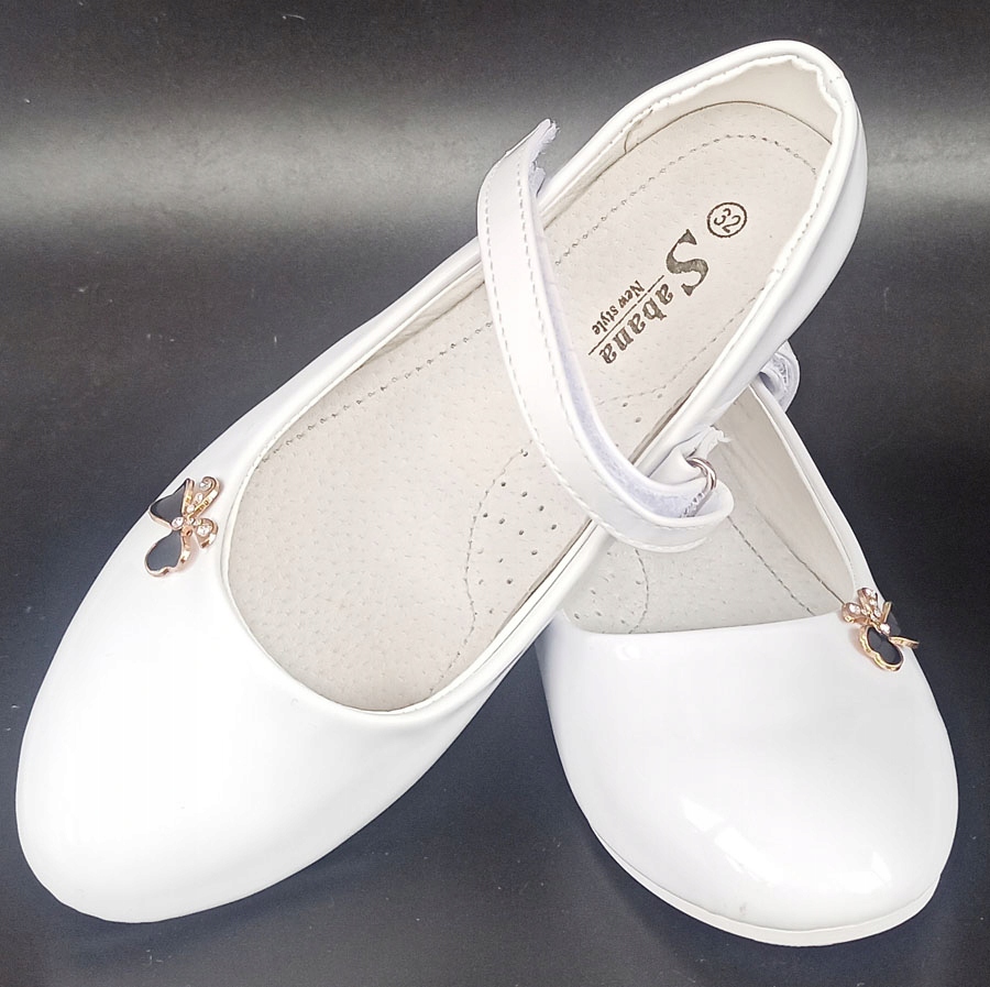 BIAŁE lakier PANTOFELKI komunijne balerinki dla dziewczynki komunia r 36 Rozmiar (new) 36