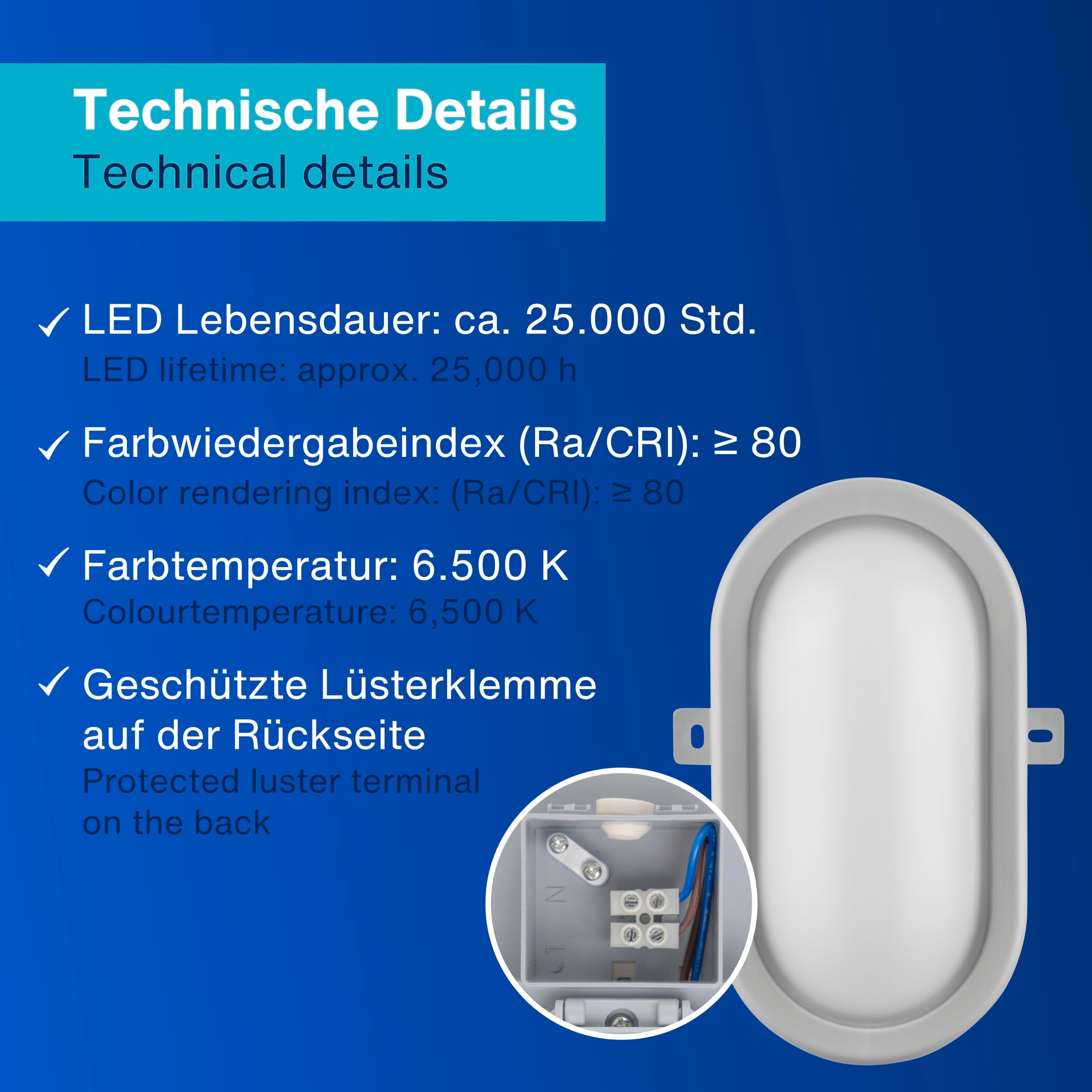 Lampa LED Do Wilgotnych Pomieszczeń Sufitowa Ścienna Owalna IP44 REV — miniatura 4