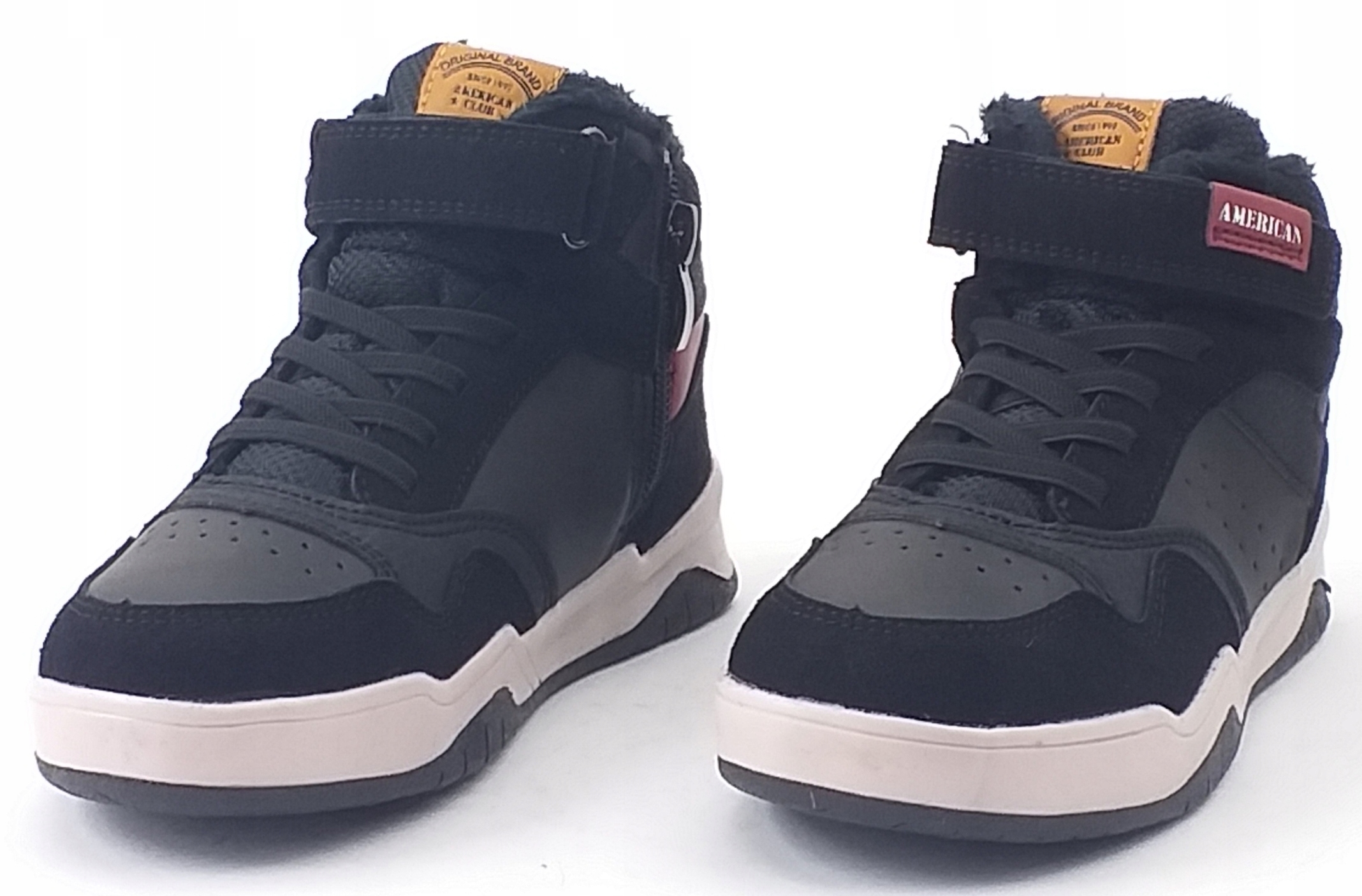 TRAPERY AMERICAN CLUB ZIMOWE CIEPŁE TRZEWIKI OBUWIE NA RZEP CZARNE 27 Kolor czarny