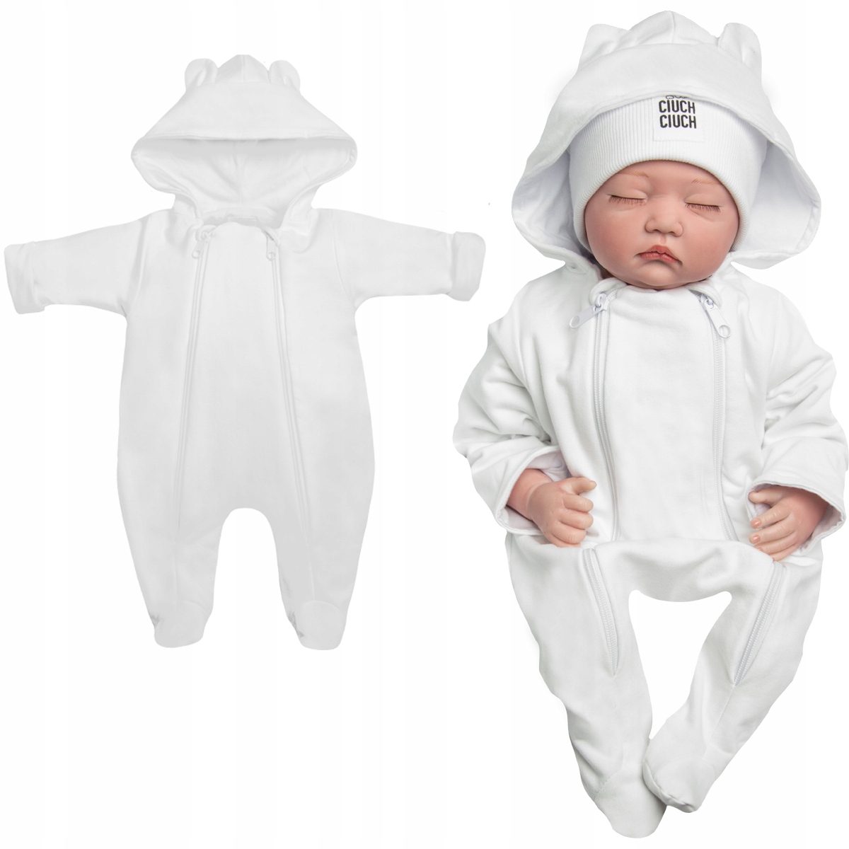 

Kombinezon pajac Niemowlęcy na dwa zamki Biały 62