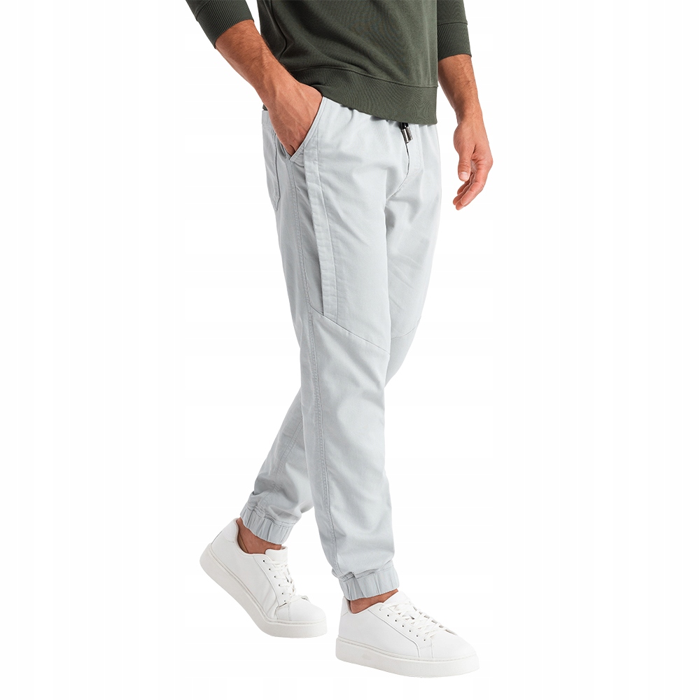 Pánské pletené tepláky jogger světle šedé V3 OM-PAJO-0202 M