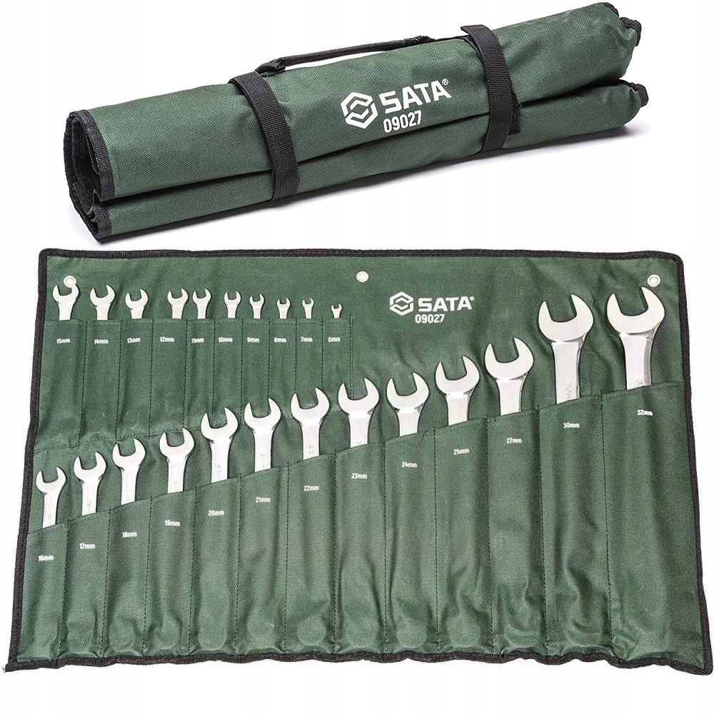 Sata Zestaw klucze płasko oczkowe 23 sztuki na płachcie 6-32mm ST09027SJ