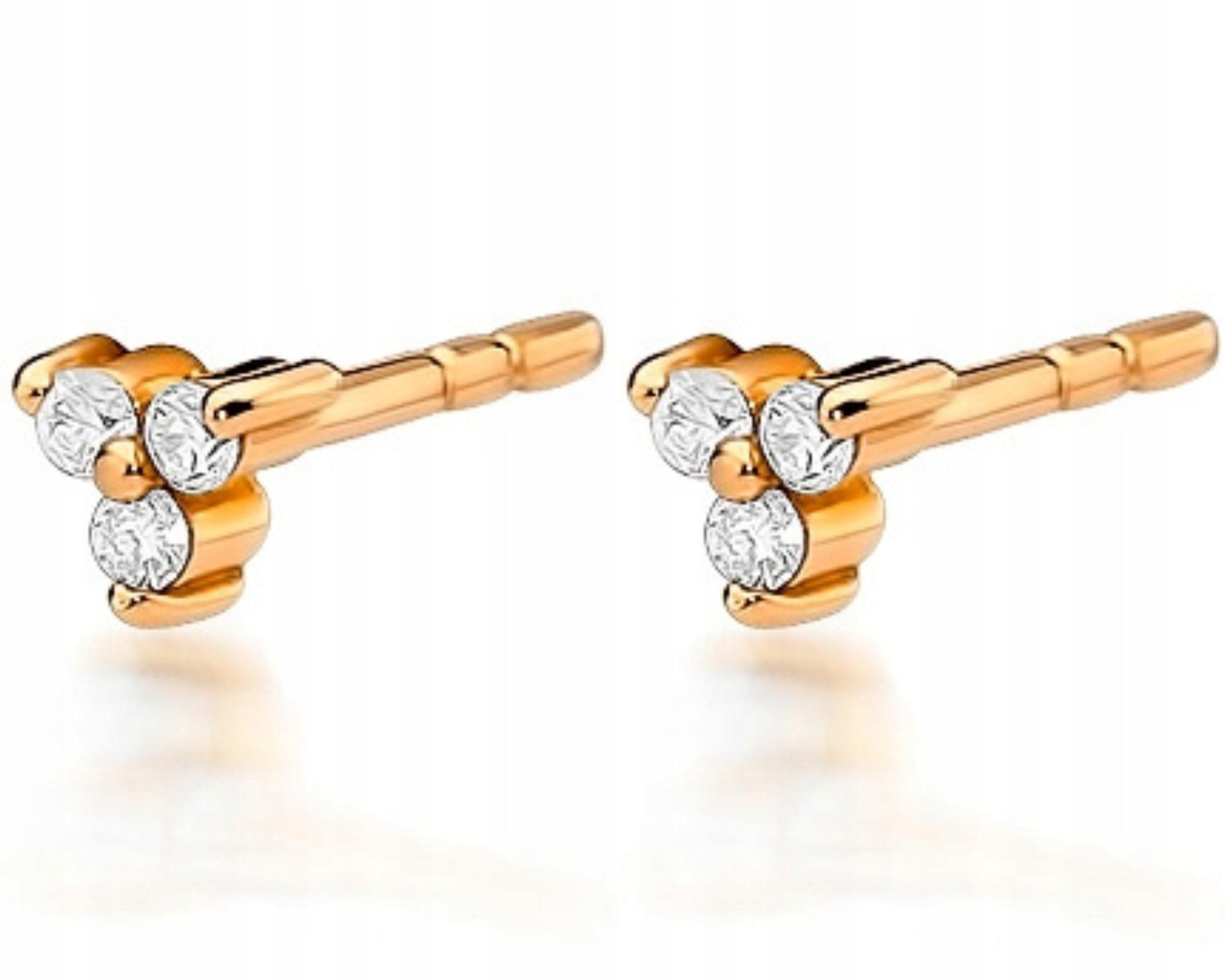 Náušnice z růžového zlata s brilianty, 585 šroubů