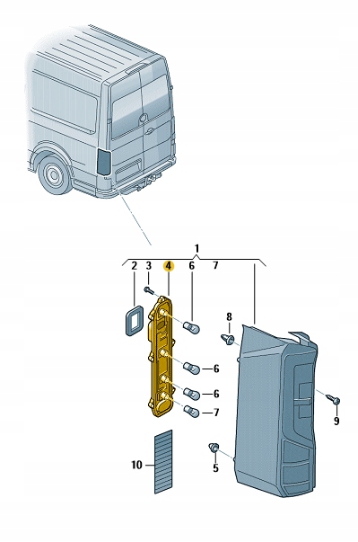 WKLAD OPRAWA LAMPY VW Crafter 7C tyl prawa Parts manufacturer Volkswagen original OE