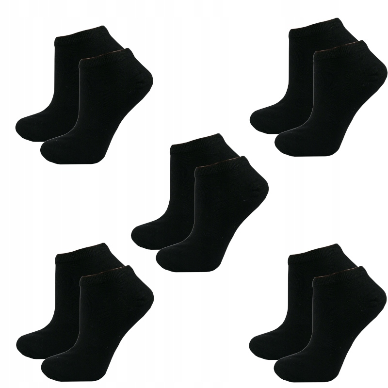 

5PAR Skarpety Damskie Stopki Bambus Krótkie Czarne