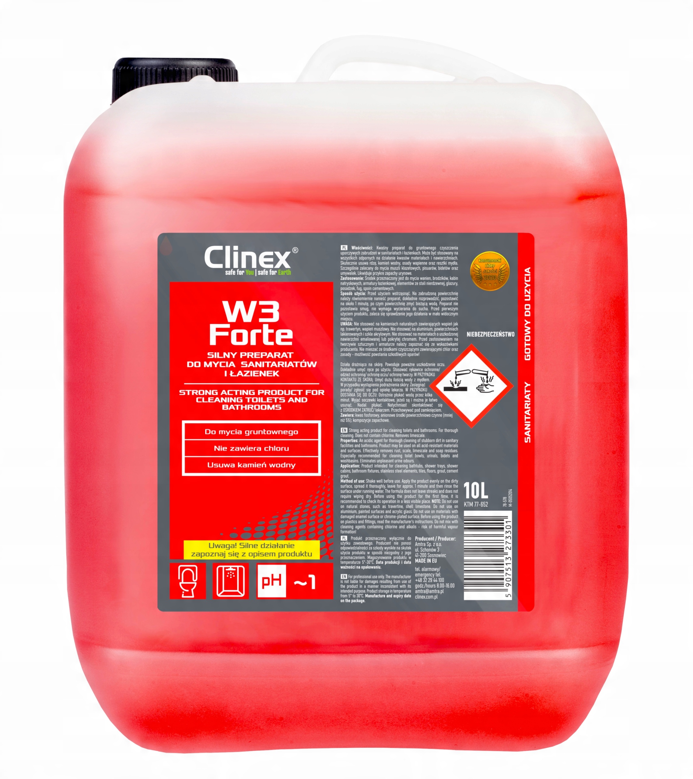 

Clinex W3 Forte, Gruntowne mycie łazienki 10L