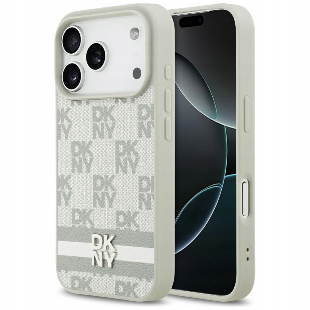 Etui Dkny Checkered with Printed Stripes na iPhone 17 Pro beżowe Dkny