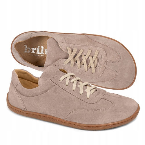 Brilu Polskie Damskie Skórzane Sneakersy Barefoot Everest Szare 39